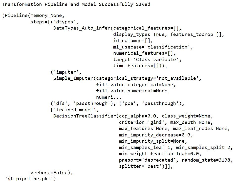 save_model(dt, &#39;dt_pipeline&#39;) 的输出